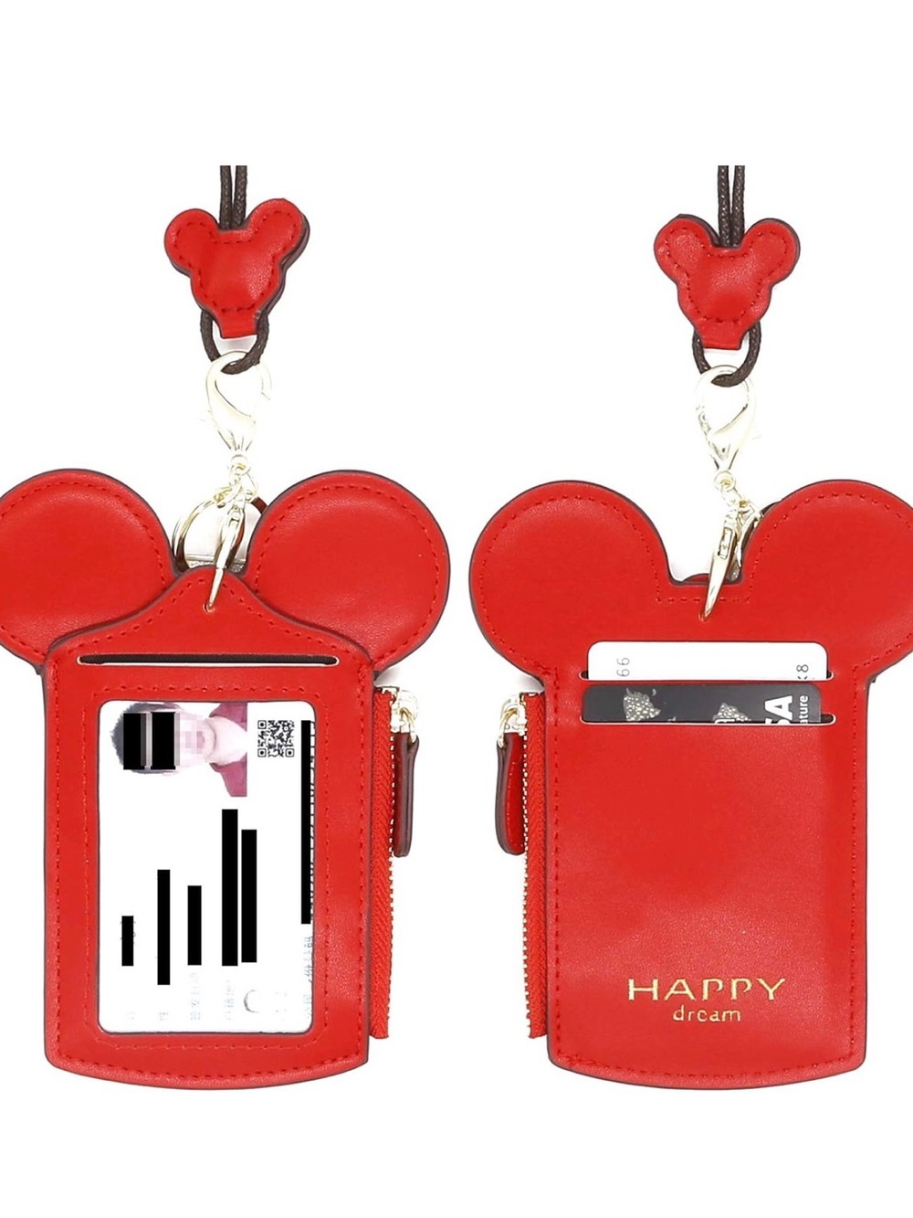 New Mickey Ear Crossbody Card Holders in Black & Red - Picture 5 of 8